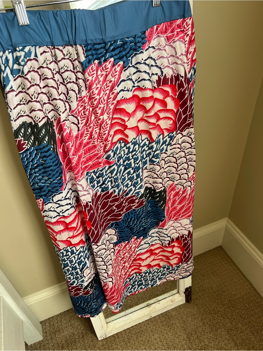 Vibrant Blue, Pink & White Printed Maxi Skirt